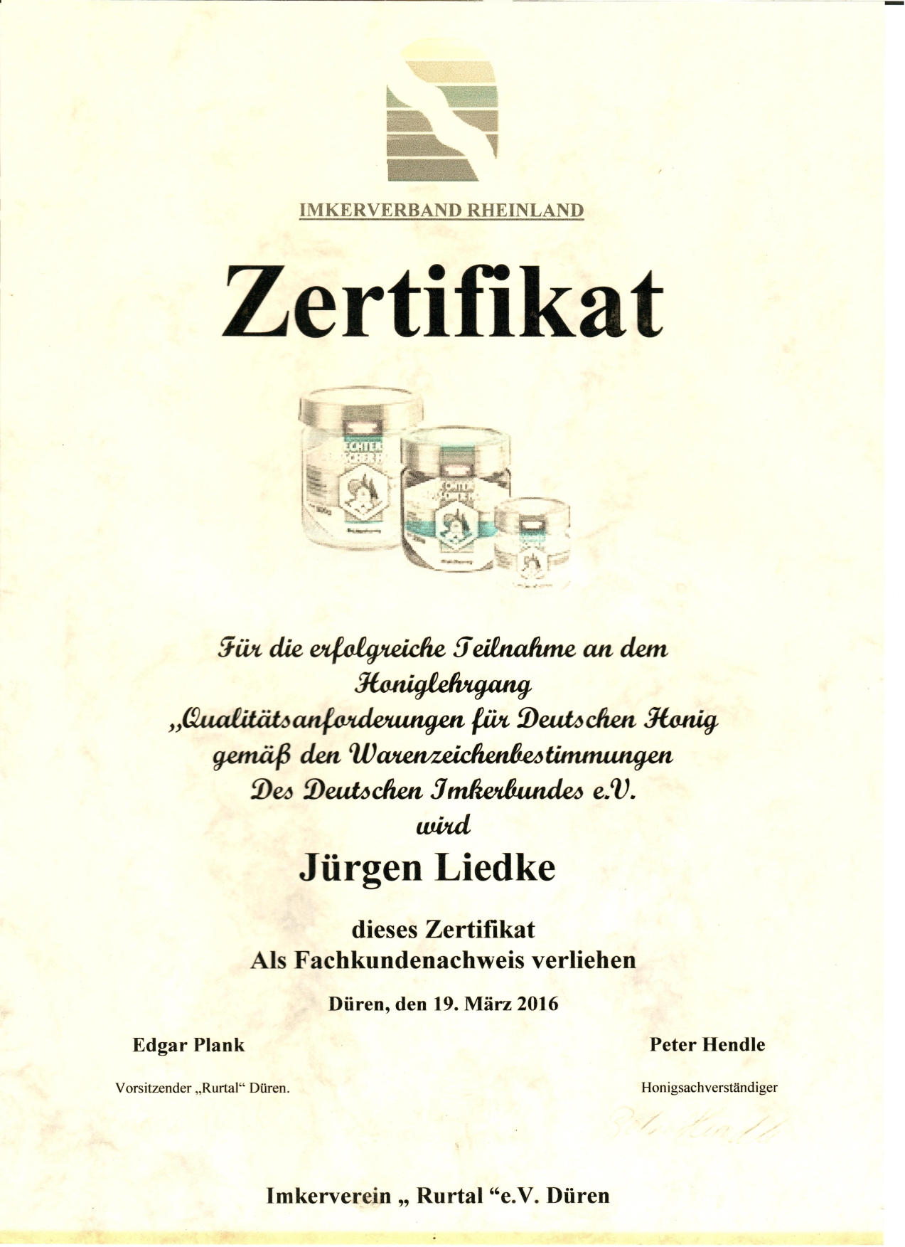 Zertifikat Jürgen